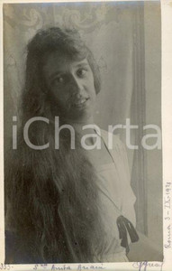 Fotografia d epoca originale 1921 ROMA Ritratto di Anita ARIANI con i capelli sciolti  Foto Luigi GREA 1