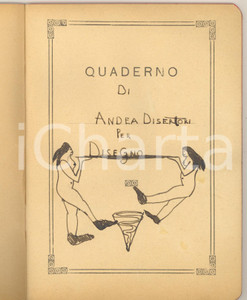 1940 ca MILANO Andrea DISERTORI - Quaderno di disegni *AUTOGRAFO Interessante quaderno, realizzato interamente da un giovanissimo Andrea Disertori (futuro architetto e illustratore) con disegni a china di ogni genere, originali e copiati da illustrazioni per esercizio, tutti con firma autografa.PAGINE: circa 50 utilizzate GOOD/buono  Formato: 15x20 cm originale e autentica 1