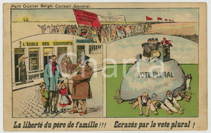1911 PARTI OUVRIER BELGE Manifestation pour le suffrage universel ^Carte postale  Cartolina postale d'epoca, viaggiata. GOOD/buono  Formato: 14x9 cm originale e autentica 1