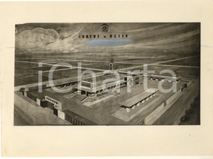 1937 ARCHITETTURA FASCISMO - DESIO Nuovo mercato coperto *Foto del progetto  Fotografia originale d'epoca, con didascalia dattiloscritta al verso. POOR/danneggiato tracce laterali a pastello; graffio; ritocco manuale al centro Formato: 24x18 cm originale e autentica 1