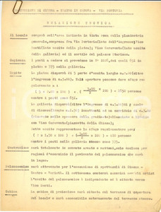 Documento originale, autentico 1949 GENOVA Relazione tecnica per nuovo cinema teatro in via PORTORIA 1