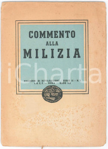 Libro, pubblicazione d epoca 1942 INCF CULTURA FASCISTA Commento alla milizia  Quaderni di divulgazione 2 1