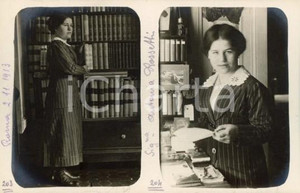 1913 ROMA Antonia ROSSETTI in biblioteca - Ritratti - Foto Luigi GREA Fotografia originale d'epoca, in formato cartolina postale.Si tratta di uno scatto realizzato da un fotografo amatoriale, Luigi "Gigi" Grea, funzionario delle ferrovie.  GOOD/buono piccolo foro di affissione Formato: 14x9 cm originale e autentica 1