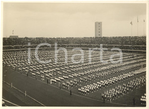 1936 TORINO Stadio Mussolini - Festa Ginnica Nazionale Opera Balilla *Foto  Fotografia originale d'epoca, con timbro datario e didascalia dattiloscritta al verso. GOOD/buono  Formato: 24x18 cm originale e autentica 1