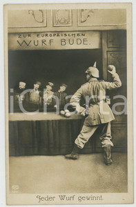 1915 ca WW1 GERMANY - Feder Wurf gewinnt - Photomontage ^Postcard  Cartolina postale d'epoca, non viaggiata. GOOD/buono  Formato: 14x9 cm originale e autentica 1