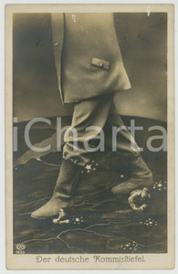 1915 ca WW1 GERMANY Der deutsche Kommisstiefel - Photomontage - Postcard 2  Cartolina postale d'epoca, non viaggiata. GOOD/buono minime abrasioni in alto Formato: 9x14 cm originale e autentica 1