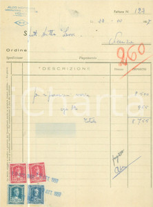 Documento originale, autentico 1957 VICENZA Aldo MORSIANI Laboratorio oreficeria Fattura commerciale 1