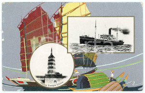 1920 ca JAPAN Nippon Yusen Kaisha S.S. ATSUTA MARU Inking Temple China ^Postcard  Cartolina postale d'epoca, illustrata.Non viaggiata. FAIR/discreto abrasioni marginali e lieve piegatura angolare Formato: 14x9 cm originale e autentica 1