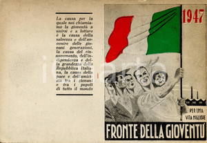 Oggetto da collezione cartaceo 1947 FRONTE DELLA GIOVENTU  Tessera illustrata 1