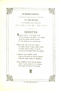 Documento originale, autentico 1850 FAENZA RA Lorenzo ROSSI sonetto a Luigi BENINI Tre monumenti sepolcrali 1