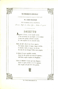Documento originale, autentico 1850 FAENZA RA Lorenzo ROSSI sonetto a Luigi BENINI Tre monumenti sepolcrali 1
