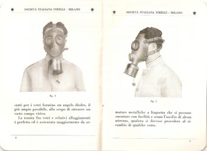 Libro, pubblicazione d epoca 1935 MILANO  PIRELLI Maschera antigas tipo T. 33 Guerra chimica 3 1