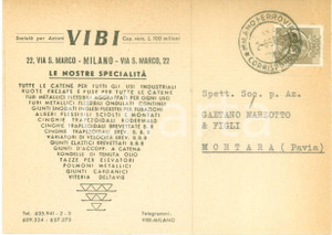 Cartolina originale da collezione 1958 MILANO Catene industriali VIBI Cartolina commerciale FG VG 1
