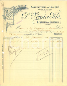 Manoscritto, lettera originale 1914 ST. GENIES DE COMOLAS F Chaises P. VERGIER Fils 1