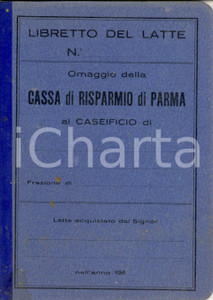 Oggetto da collezione cartaceo 1960 circa PARMA Cassa di Risparmio *Libretto del latte 1