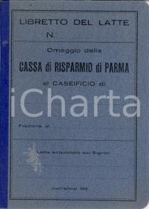 Oggetto da collezione cartaceo 1960 circa PARMA Cassa di Risparmio *Libretto del latte 1