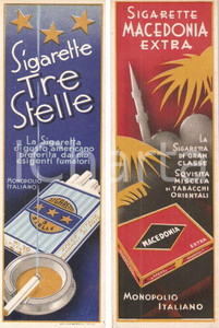 Oggetto da collezione cartaceo 1940 ca Sigarette coloniali TRE STELLE MACEDONIA EXTRA Segnalibro 1
