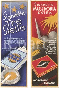 Oggetto da collezione cartaceo 1940 ca Sigarette coloniali TRE STELLE MACEDONIA EXTRA Segnalibro 1