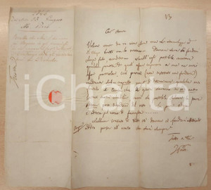 1846 TORINO Ignazio PORRO chiede denaro per "affari particolari" *AUTOGRAFO Lettera interamente autografa del celebre scienziato e inventore, che supplica un non meglio identificato destinatario di inviargli denaro per alcune questioni familiari.Porro stava avviando un'attività nel settore delle costruzioni meccaniche e il destinatario era, con ogni probabilità, uno degli investitori, che infatti commenta a lettera ricevuta: "Vorrebbe che oltre il danaro pei wagons io gli provvedessi di che pagare il cav. Fortunato di Ternengo che gli fa licitare i beni a Pinerolo".PAGINE: 1  FAIR/discreto piegature d'epoca Formato: 19x25 cm originale e autentica 1