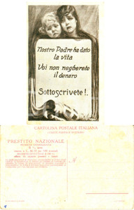 Cartolina originale da collezione 1918 ca WW1 NOSTRO PADRE HA DATO LA VITA Prestito nazionale Ill. M. VINCA 1 1