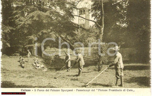 Cartolina originale da collezione 1917 CALUSO TO Parco del Palazzo SPURGAZZI Plotone presidario ALPINI 4 1