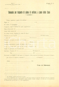 Documento originale, autentico 1920 ca CADUTI IN GUERRA Domanda trasporto salma militare Non compilata 2 1