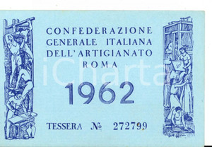 Oggetto da collezione cartaceo 1962 RAVENNA Tessera  Confederazione Generale dell Artigianato 1