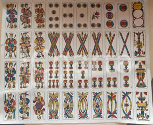 Documento originale, autentico 1940 ca NAPOLI Carte da gioco napoletane ed. PIGNALOSA Foglio intero 50x40 cm 1