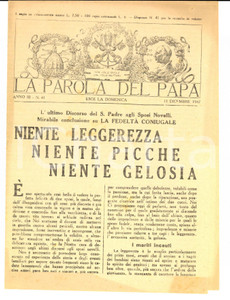 Giornale, rivista storica 1942 LA PAROLA DEL PAPA Niente picche, niente gelosia Bollettino anno III n°41 1