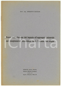 Libro, pubblicazione d epoca 1942 Umberto BASSAN Prove sull adesione del legante all aggregato minerale 2 1