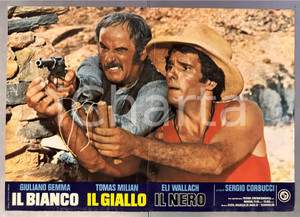 1975 Giuliano GEMMA Eli WALLACH "Il bianco, il giallo, il nero" - Fotobusta Fotobusta originale d'epoca. POOR/danneggiato piegature d'epoca; fori di affissione Formato: 47x67 cm originale e autentica 1