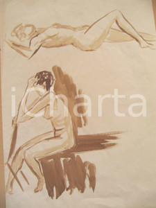 Stampa, bozzetto originale 1967 NOETICO? Studio di nudo femminile Disegno 3 1