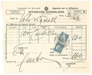 Documento originale, autentico 1940 CICLISMO  MILANO Velodromo VIGORELLI Affissione avvisi gara 1