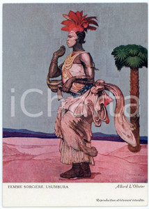 1931 CONGO BELGE Fernand ALLARD L'OLIVIER Femme sorcière USUMBURA Postcard (2) Cartolina d'epoca, non viaggiata. FAIR/discreto Lievi smussature agli angoli Formato: FG originale e autentica 1