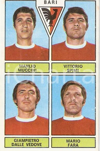 Oggetto da collezione cartaceo PANINI CALCIATORI 1971  1972 Figurina BARI Muccini Spimi Dalle Vedove Fara 2 1
