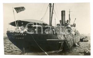 Fotografia d epoca originale 1930 TRIPOLITANIA Nave Porthkerry trasporta alfa tripolina o stipa tenacissima 1