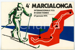 Cartolina originale da collezione 1974 4 MARCIALONGA Internazionale FIS sci di fondo  Timbro FDC Cartolina 3 1