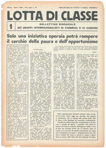 Giornale, rivista storica 1958 MILANO LOTTA DI CLASSE  Iniziativa operaia contro la paura Bollettino 11 1