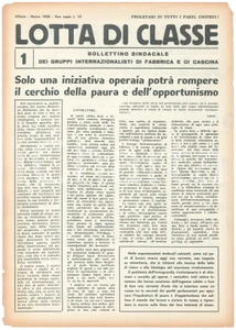 Giornale, rivista storica 1958 MILANO LOTTA DI CLASSE  Iniziativa operaia contro la paura Bollettino 13 1