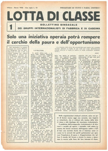 Giornale, rivista storica 1958 MILANO  LOTTA DI CLASSE  Iniziativa operaia contro la paura Bollettino 5 1