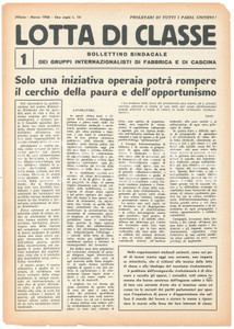 Giornale, rivista storica 1958 MILANO  LOTTA DI CLASSE  Iniziativa operaia contro la paura Bollettino 7 1