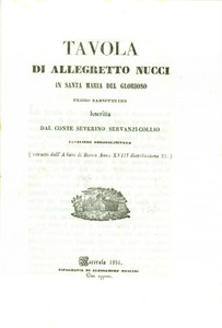 Libro, pubblicazione d epoca 1851 Severino SERVANZI COLLIO Tavola Allegretto NUCCI Santa Maria del Glorioso 6 1