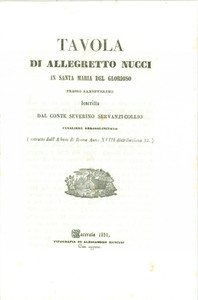 Libro, pubblicazione d'epoca 1851 Severino SERVANZI COLLIO Tavola Allegretto NUCCI Santa Maria del Glorioso 9 1