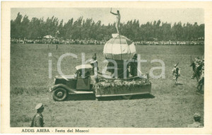 Cartolina originale da collezione 1935 ca AOI ADDIS ABEBA ETIOPIA Corteo per festa MASCAL Cartolina FP NV 1