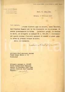 Autografo originale 1948 MILANO Studio Architetti BBPR  Lettera Lodovico BELGIOJOSO AUTOGRAFO 1