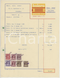 1966 PINEROLO Piazza Roma 5 - BOIERO Fattura per attrezzatura CALCIO 2 Fattura commerciale d'epoca, su carta intestata, dattiloscritta. Con marche da bollo. FAIR/discreto Piegature d'epoca, fori da classificatore Formato: 20x26 cm originale e autentica 1
