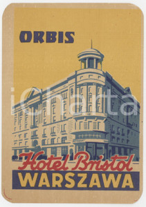 1955 ca WARSAW POLAND Hotel Bristol ORBIS - Etichetta ILLUSTRATA 7x11 (1) Etichetta d'epoca.  FAIR/discreto Lievi gualciture Formato: 7x11 originale e autentica 1