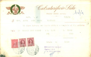 Documento originale, autentico 1955 PRATO SESIA NO Calzaturificio SALA Fattura per sandali 5 1