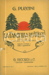 Oggetto da collezione cartaceo 1911 Giacomo PUCCINI La fanciulla del West  Opera in 3 atti Ed. RICORDI 2 1