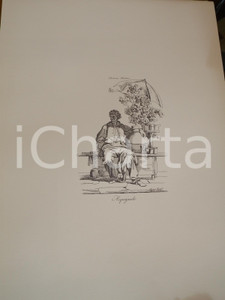 Stampa, bozzetto originale 1950 ca Eugenio BOSA COSTUMI TRIESTINI Acquajuolo Stampa 32x44 cm 1